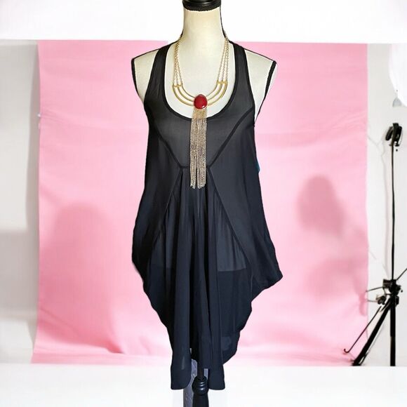 AllSaints Spitalfields Women’s Black Silk Sheet Chiffon Tank Dress EU 6 US 2 XS - Picture 1 of 9